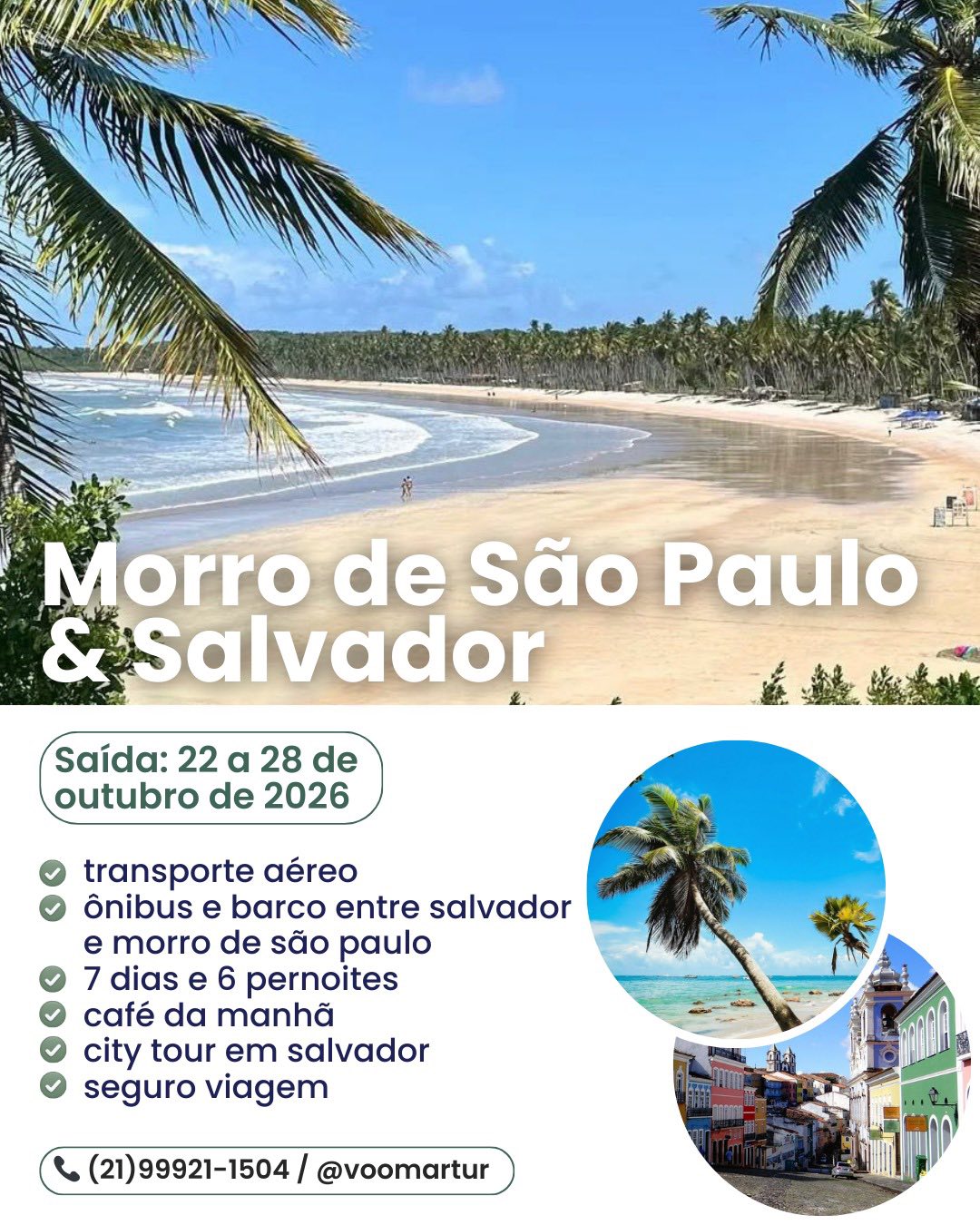 Morro de São Paulo + Salvador - Aéreo - 22 a 28 Outubro 2026