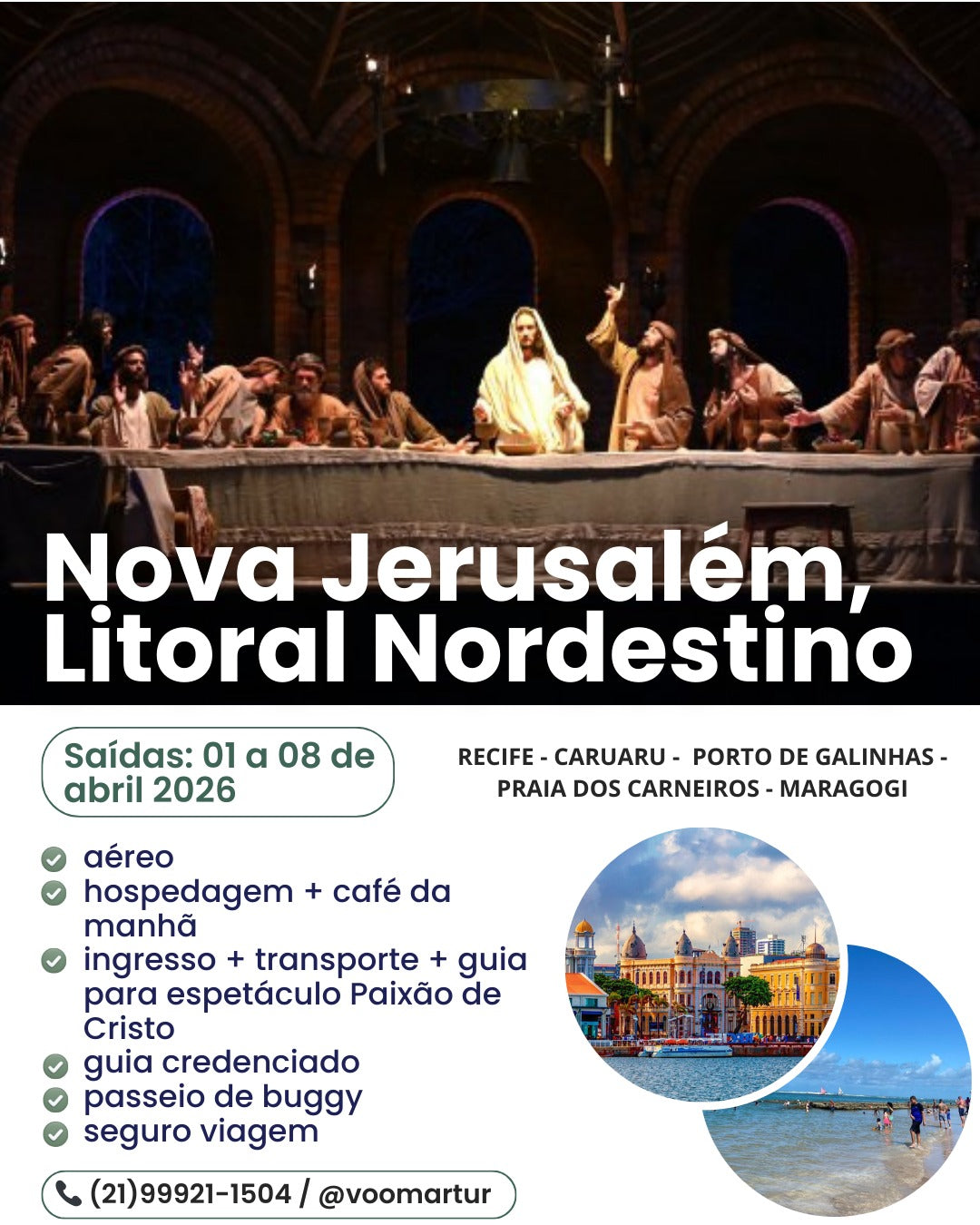 Paixão de Cristo em Nova Jerusalém + Litoral Nordestino - 01 a 08 Abril 2026
