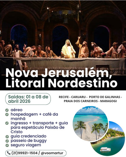 Paixão de Cristo em Nova Jerusalém + Litoral Nordestino - 01 a 08 Abril 2026