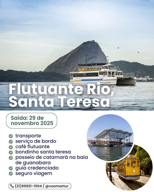 Café Flutuante + Baía de Guanabara + Bondinho Santa teresa - 29 Novembro 2025